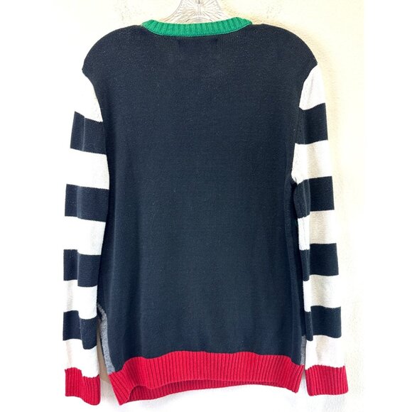 Ugly Christmas Sweater Men's Santa on a Motorcycle Size Medium Black Gray - Picture 10 of 11